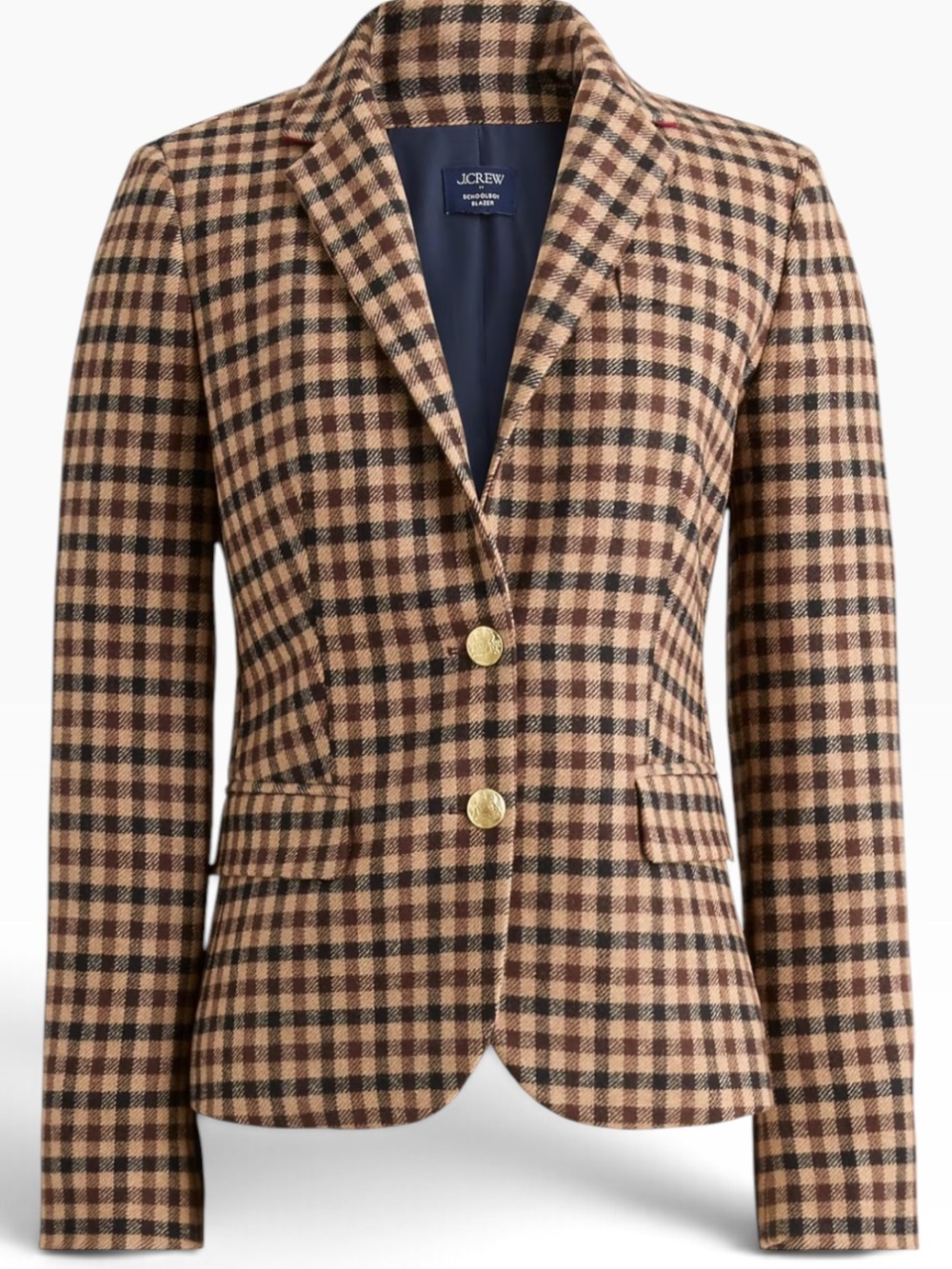 J.Crew Wool Blend Schoolboy Houndstooth Blazer Camel Multi Size 8 NWT Classic